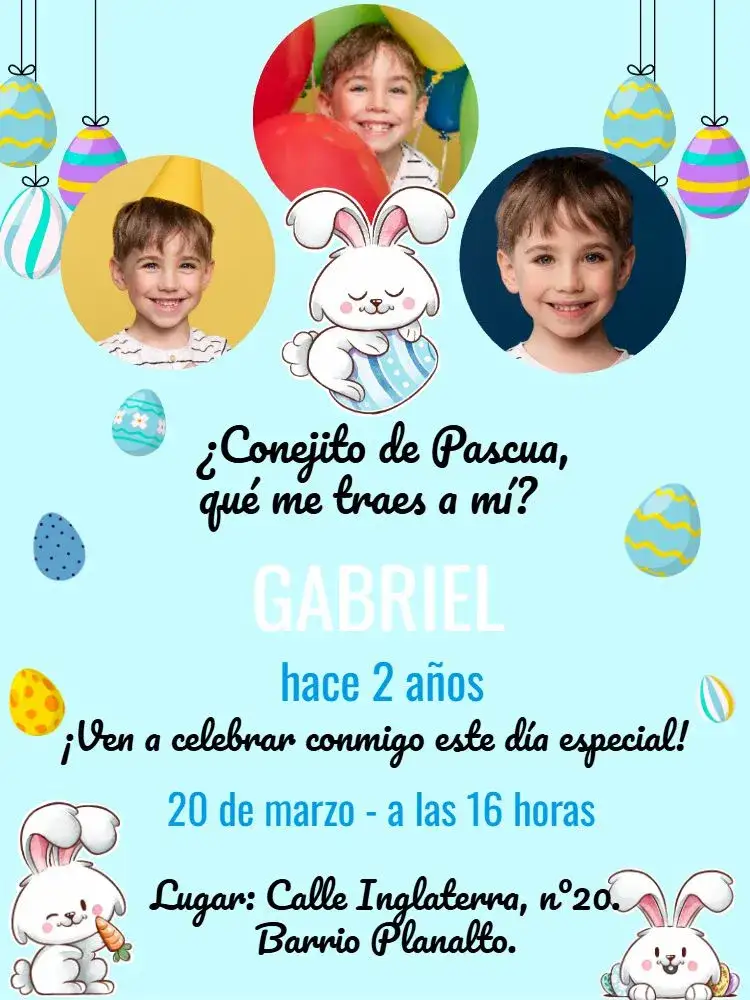 Invitación Pascua Con Foto Colorida – tema Fechas Conmemorativas colorido, divertido, infantil, páscoa, animais, naturaleza