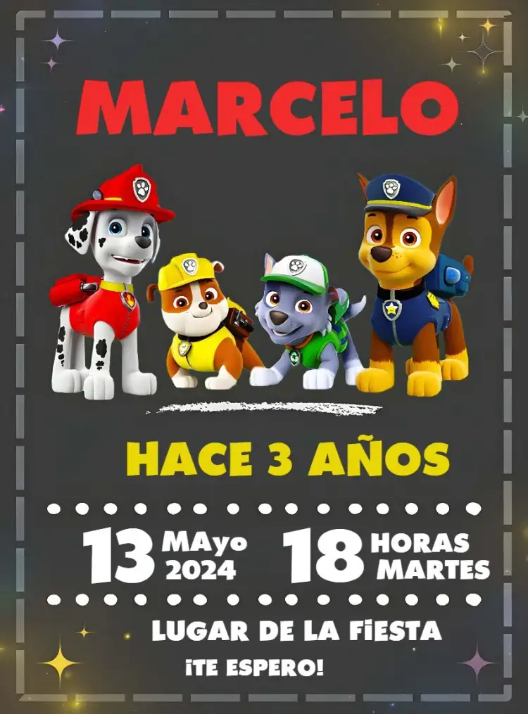 Invitación Patrulla Canina Perros
