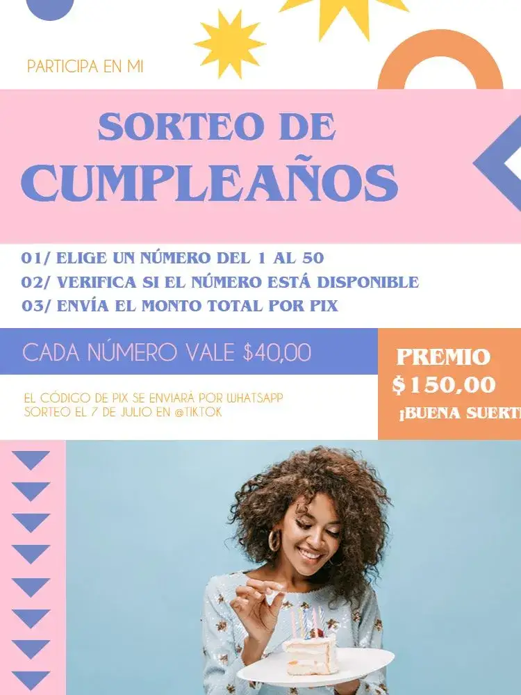 Invitación Sorteo De Adulto Geométrico Morado – tema Cumpleaños Infantil geométrico, moderno, vibrante, colorido, divertido