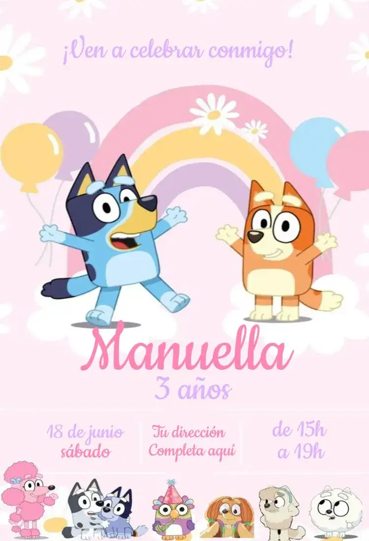Bluey y Bingo niña rosa