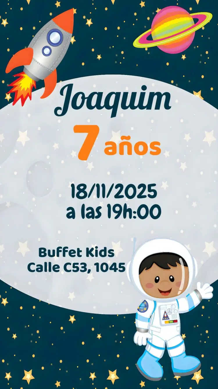 Invitación Astronauta – tema Cumpleaños Infantil