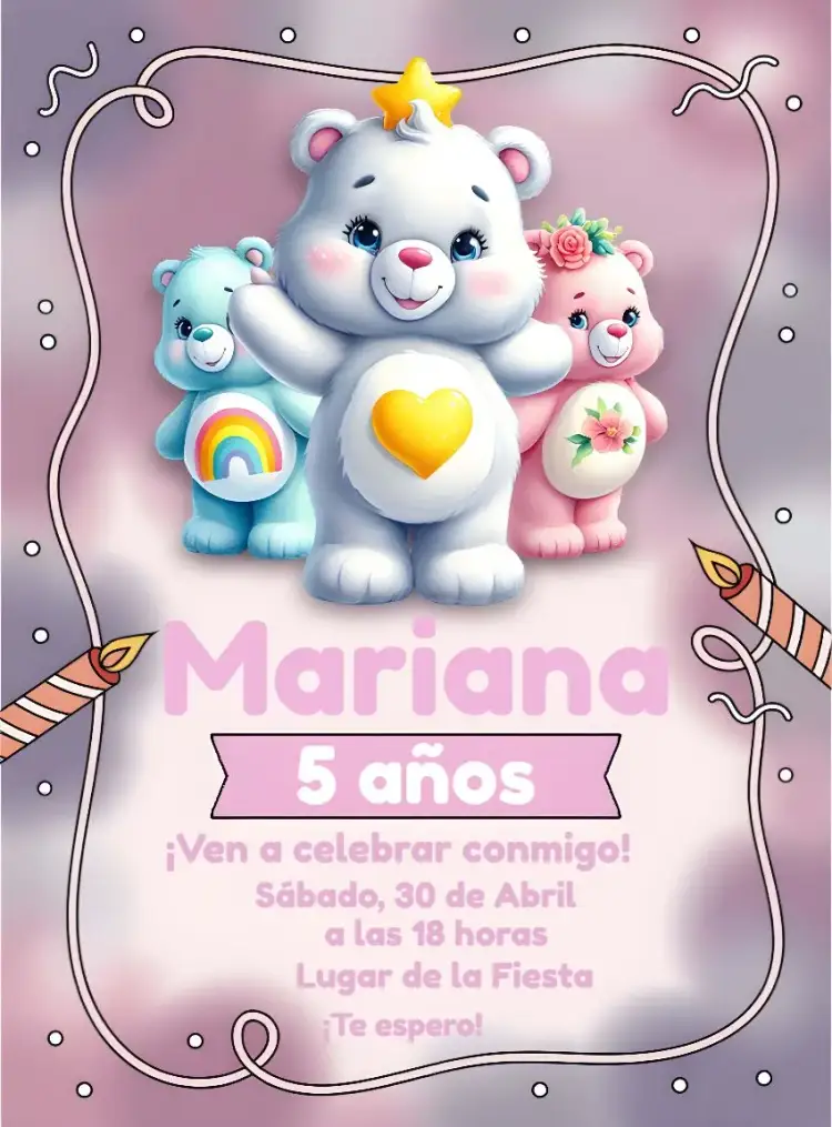 Invitación Os Ositos Cariñosos Dibujo – tema Cumpleaños Infantil adorable, mágico, colorido, infantil, lúdico