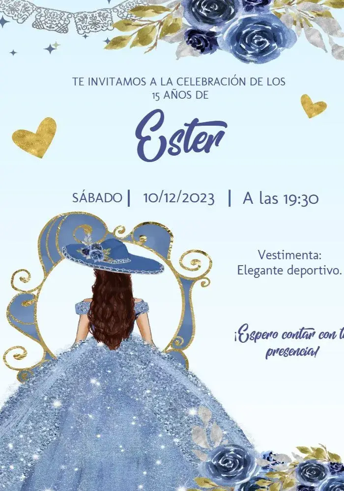 Invitación 15 Años Floral Glitter