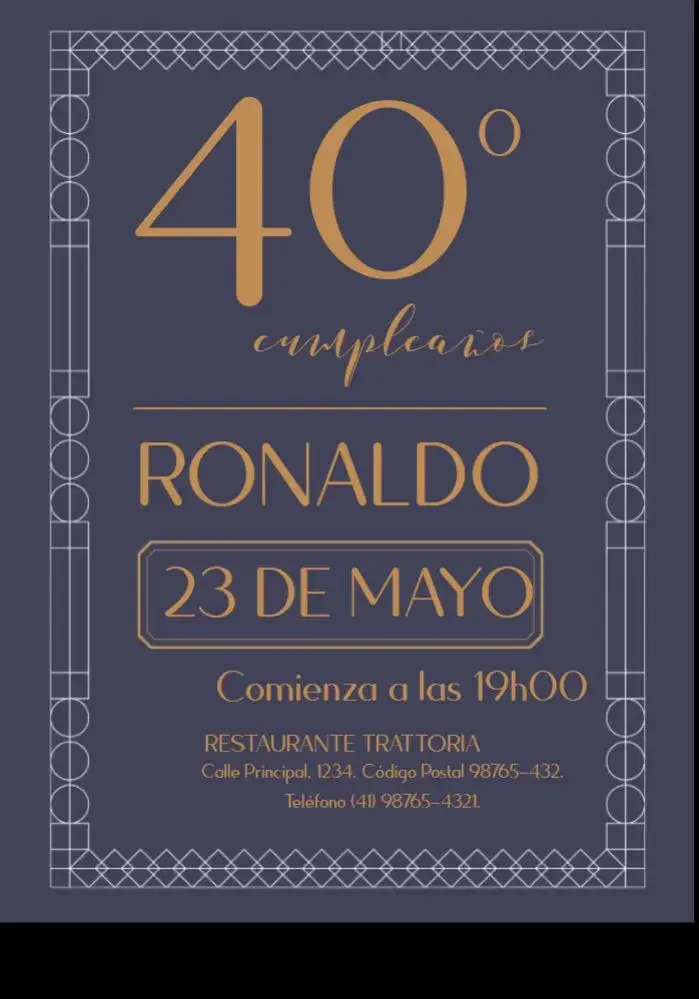 Invitación 40 Años Clásico Dorado