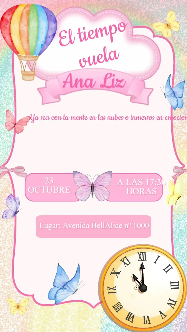 Invitación Cumpleaños El tiempo vuela