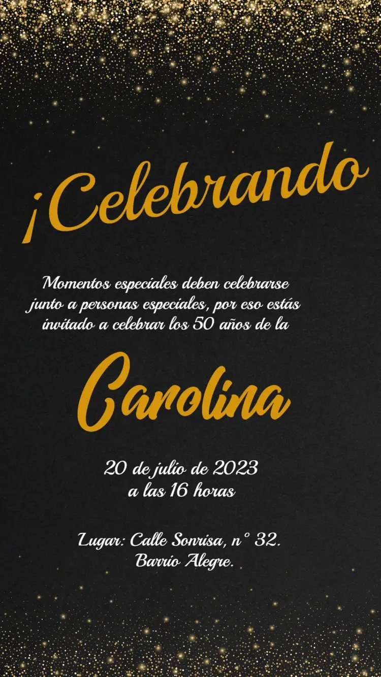 Invitación Glitter 40 editable y personalizable
