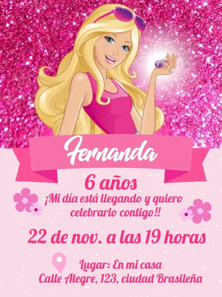Invitación Barbie Girl Rosa