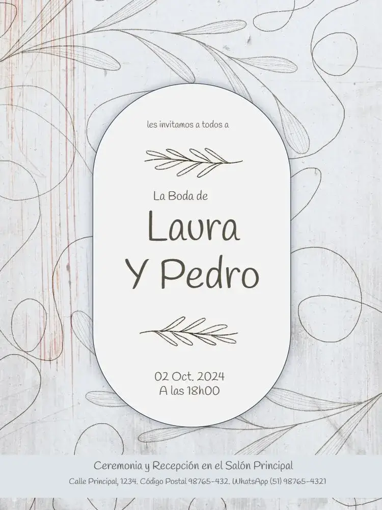 Invitación Boda Rústica Delicada Esposa