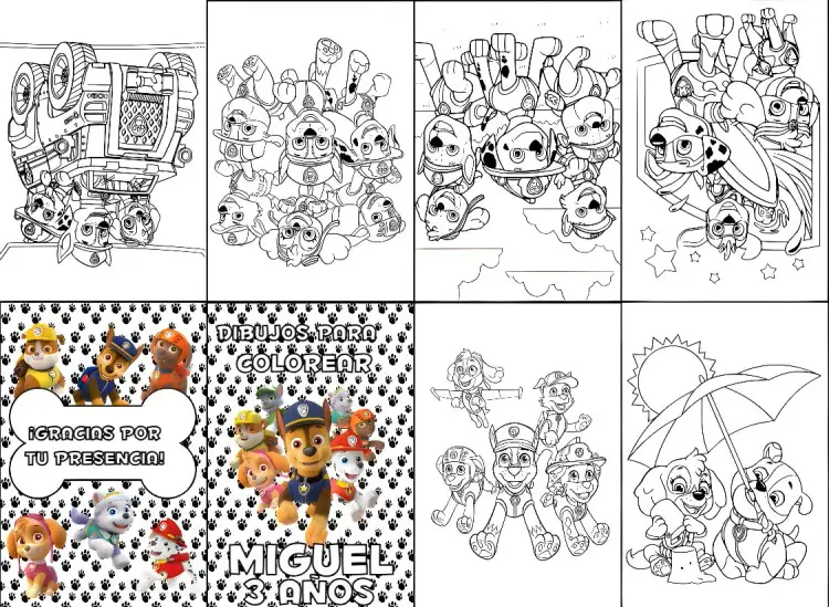Invitación Mini Libro Para Colorear Patrulla Canina Imprimir