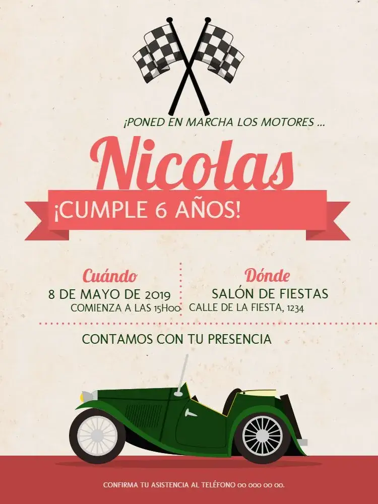 Invitación Carros Antiguos Digital