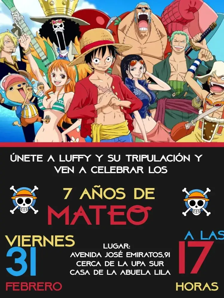 Invitación One Piece Whatsapp