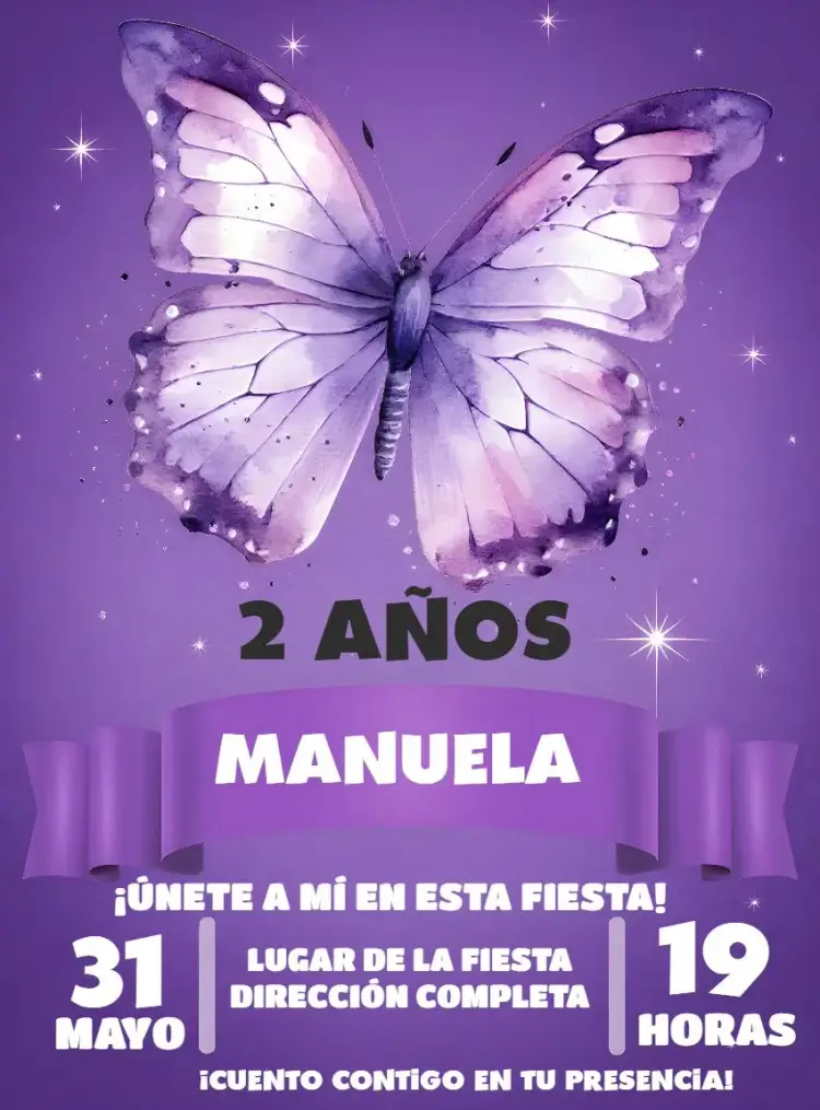Invitación Mariposas Acuarela Lila