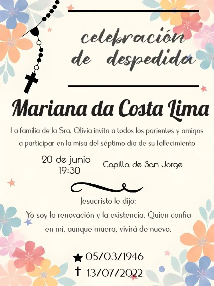 Invitación Para Misa De Fallecimiento Séptimo – tema Fechas Conmemorativas gris, negro, minimalista, elegante, sutil, sombreado