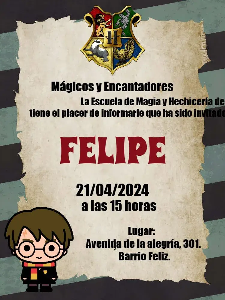 Invitación Harry Potter Brujo