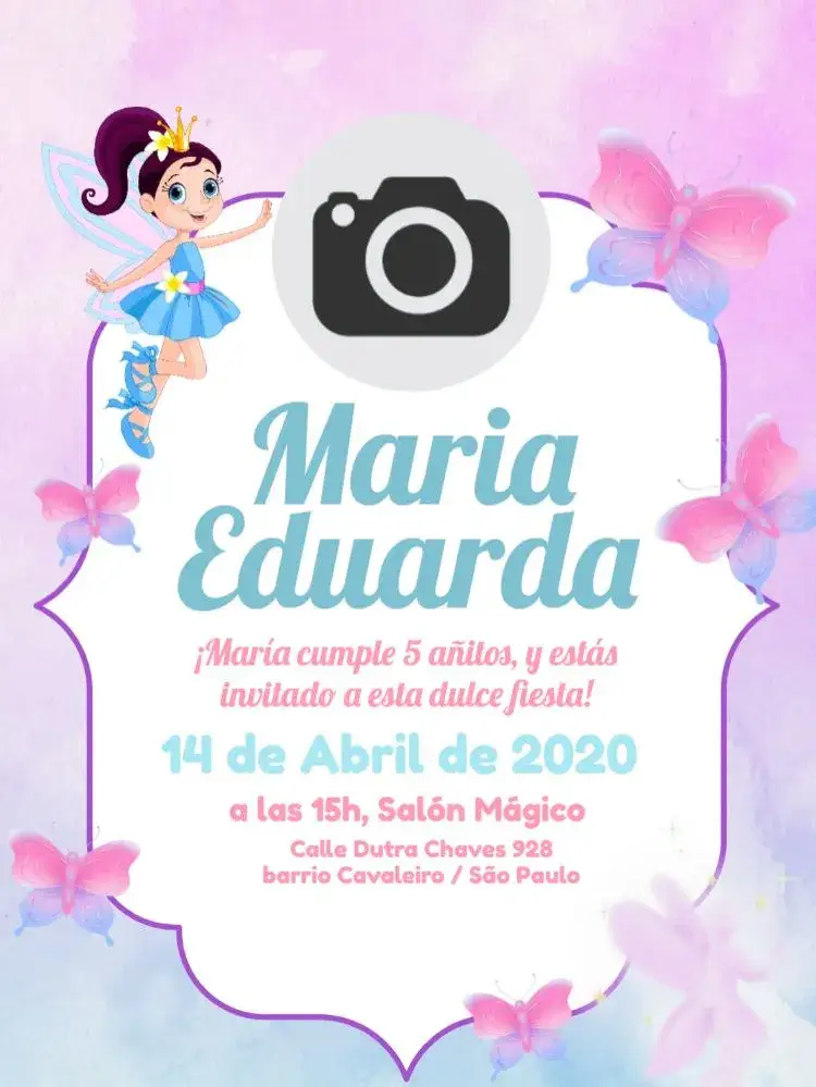 Invitación Baby Shower Princesa Con Mariposas Celebración – tema Baby Shower pastel, princesa, borboletas, infantil, delicado, mágico