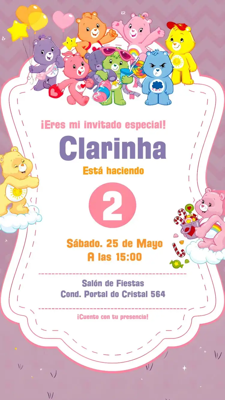 Invitación Osos Cariñosos Colorido – tema Cumpleaños Infantil colorido, divertido, infantil, alegre, ilustraciones de ositos