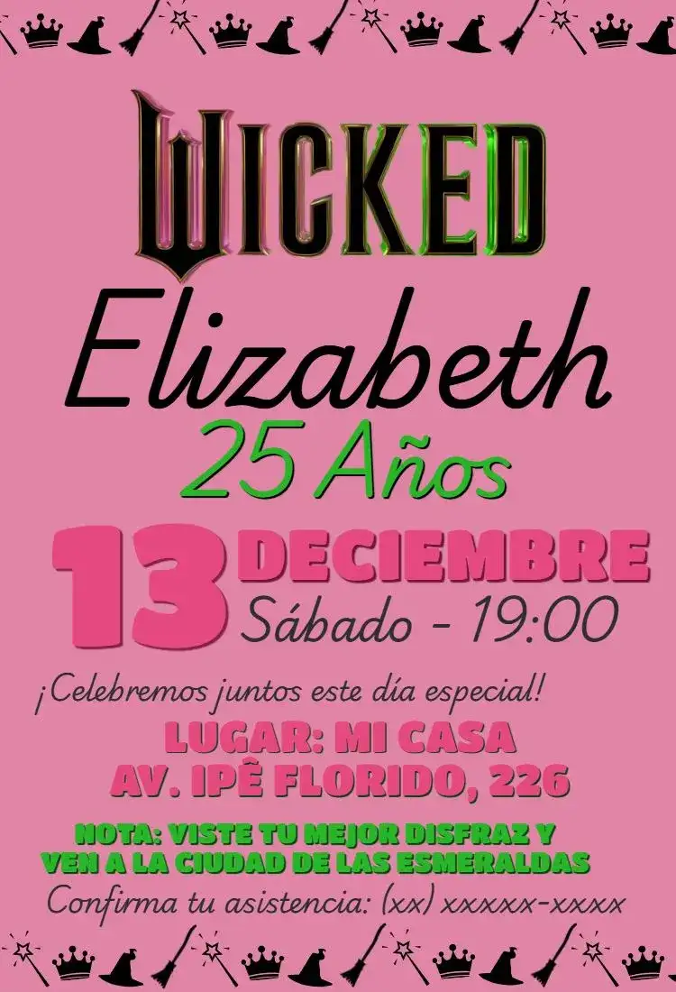 Cumpleaños de Glinda y Elphaba Wicked rosa