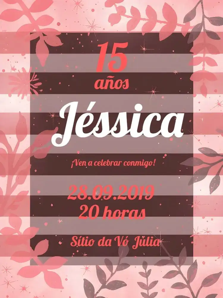 Floral 15 Años - Negro Y Blanco Rosa