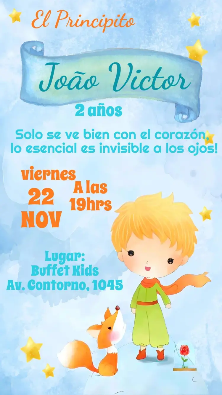 Invitación El Principito Acuarela