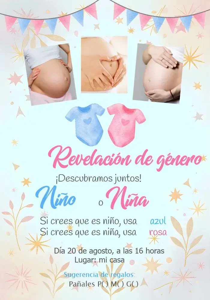 Invitación Revelación con Foto Body