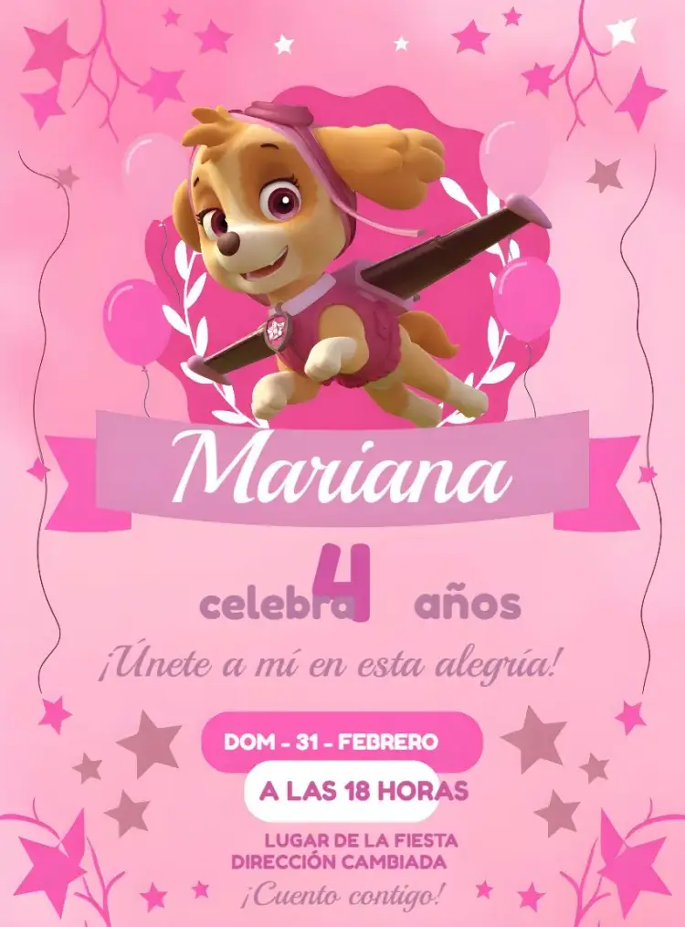 Invitación Skye Patrulla Canina Chica