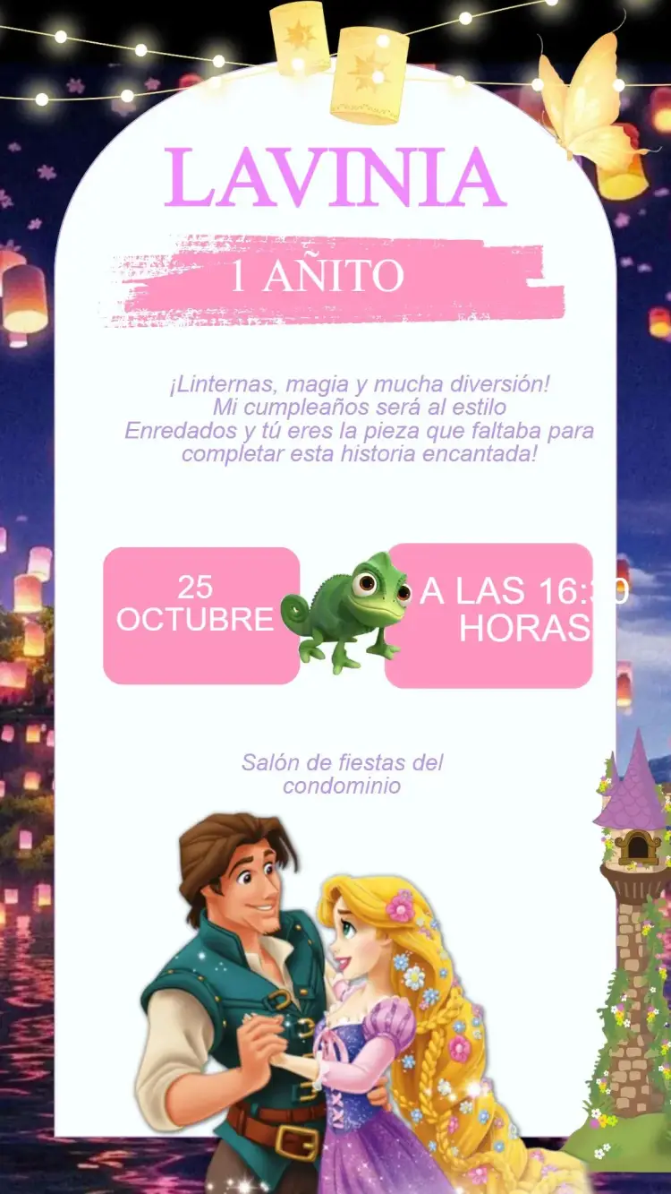 Invitación Cumpleaños Enredados Baby