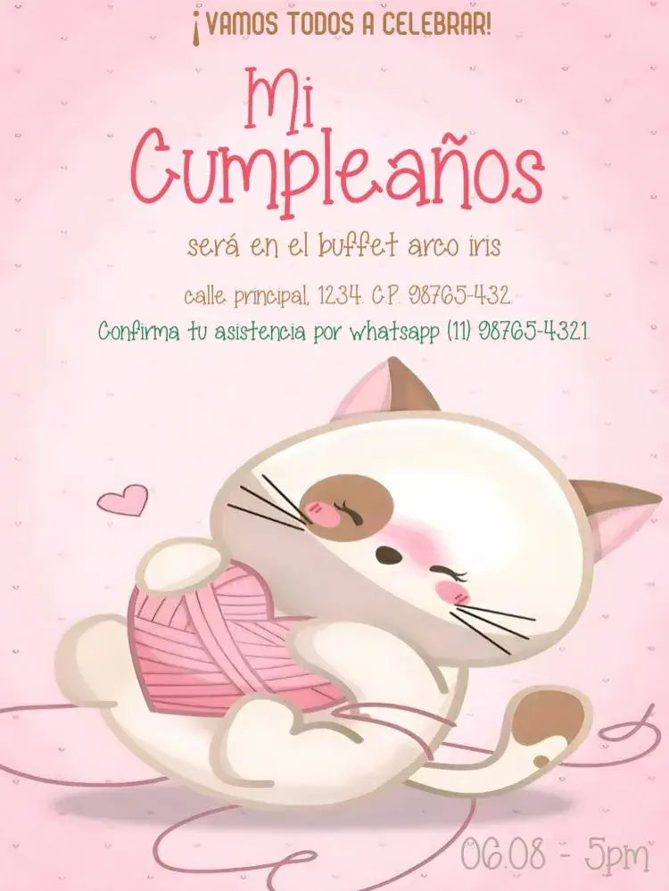 Invitación Gato Novelo Para Editar Delicado