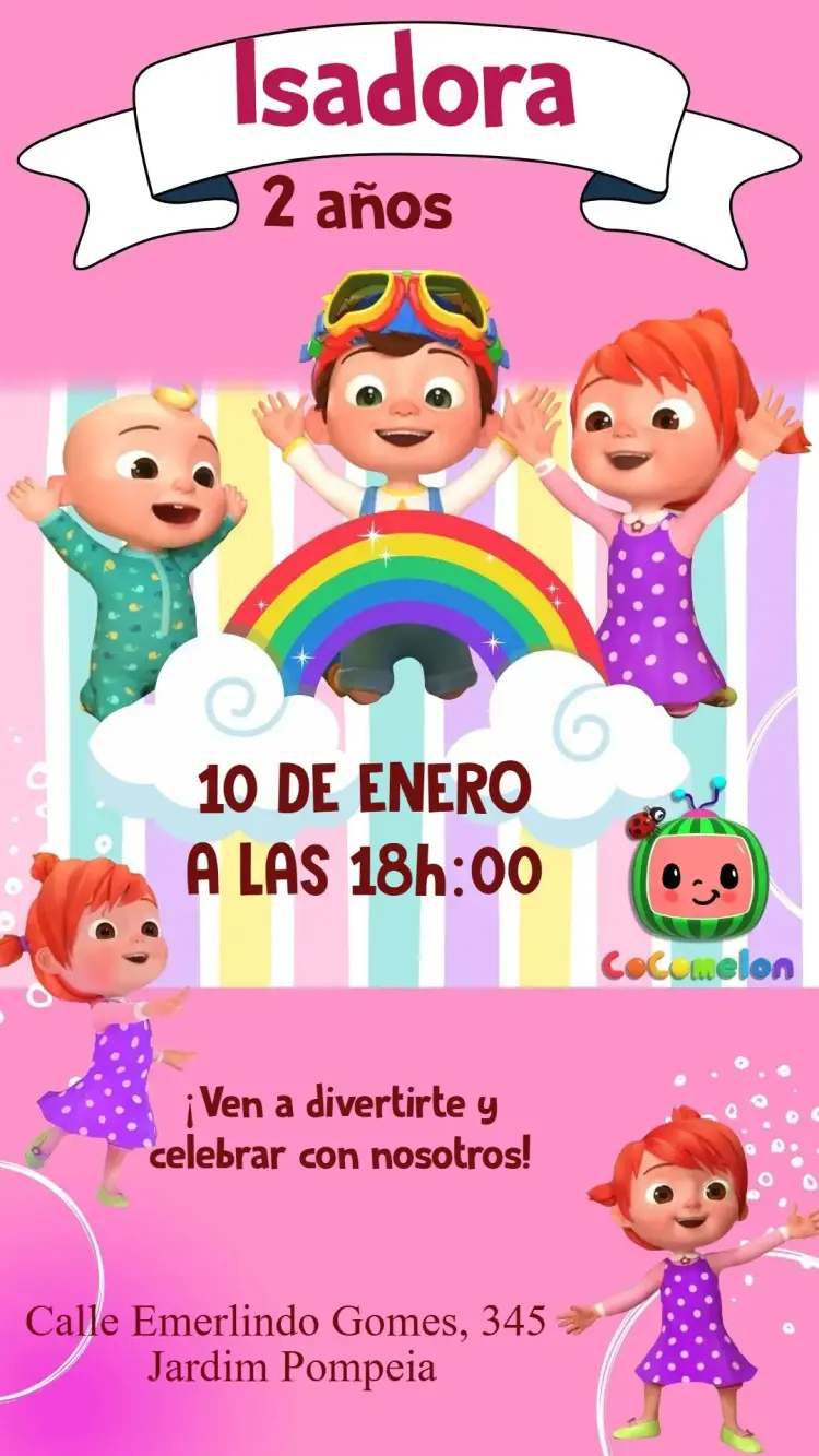Invitación Cocomelon Niña