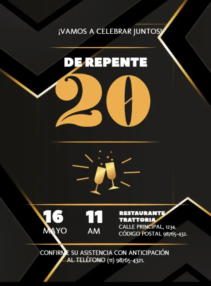 Invitación Repente 20 De editable y personalizable