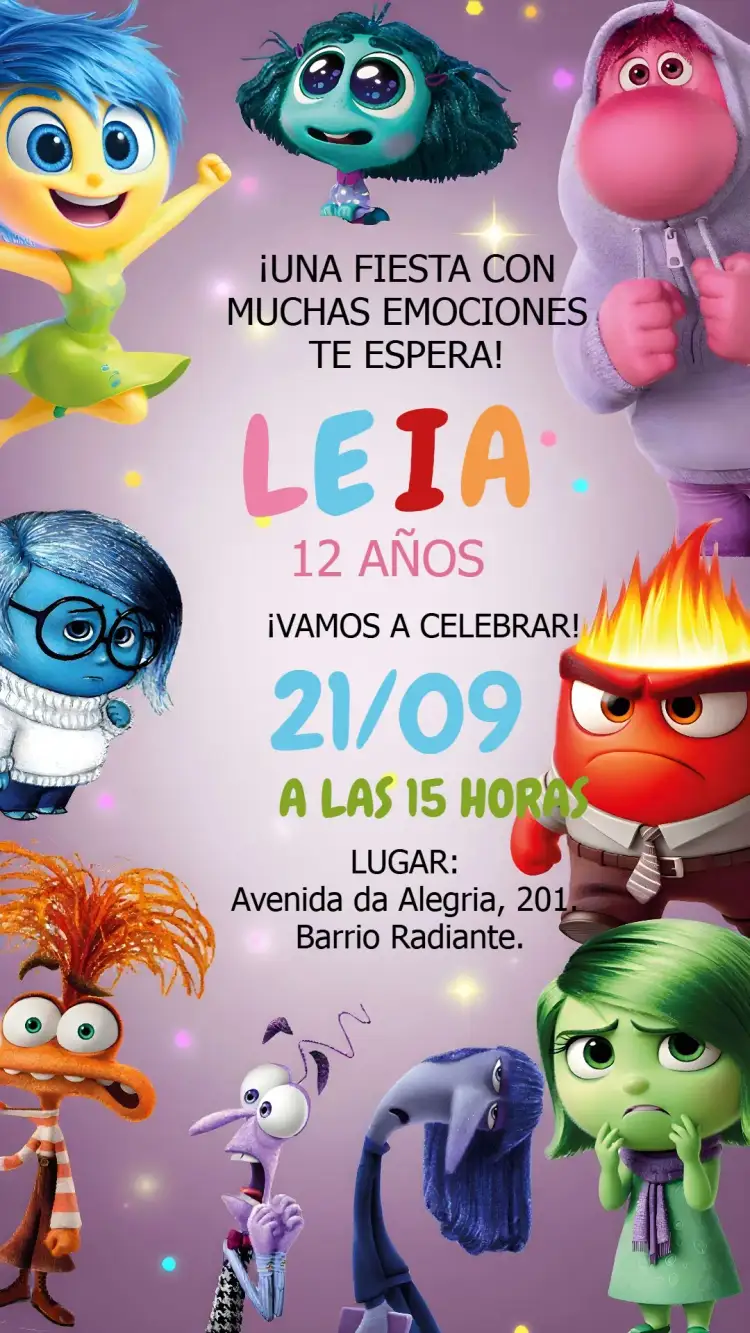 Invitación Divertida Mente 2 Rabia – tema Más buscados colorido, divertido, emocional, moderno, infantil