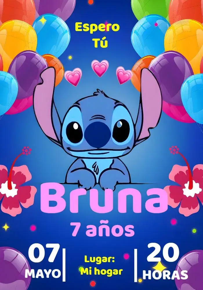 Invitación Stitch Lilo