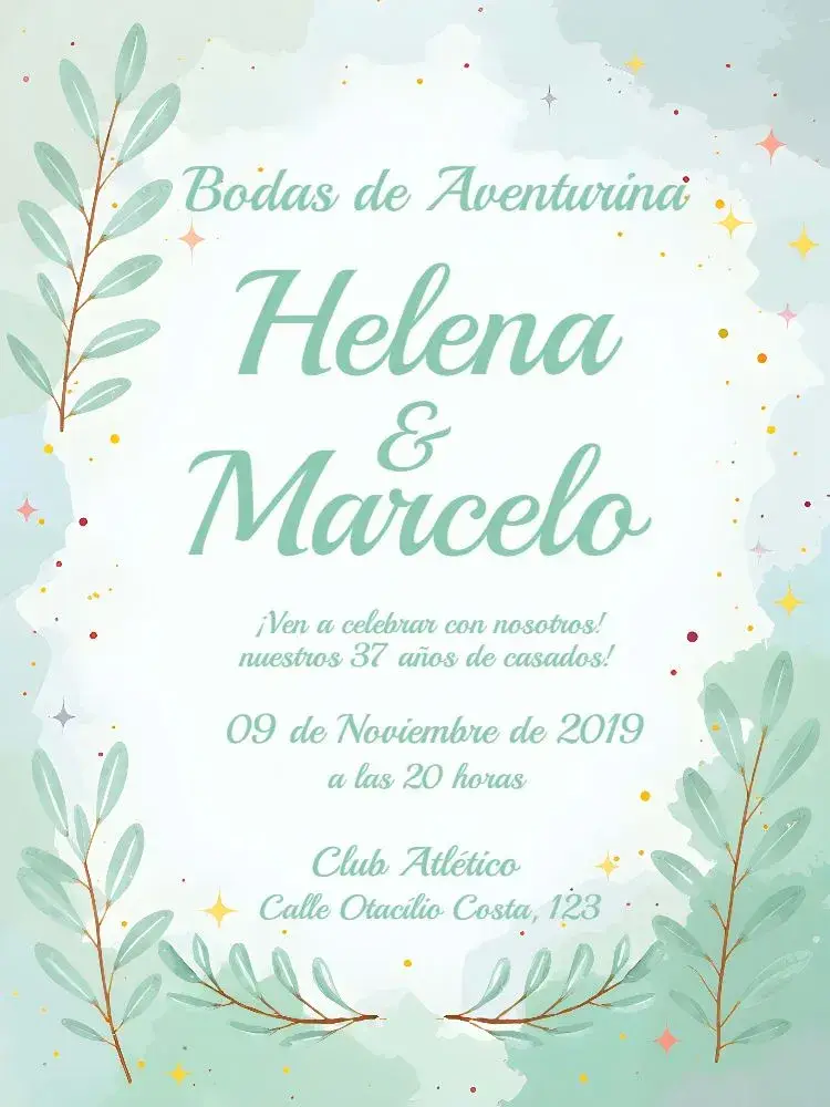 Invitación Bodas De Aventurina Celebración