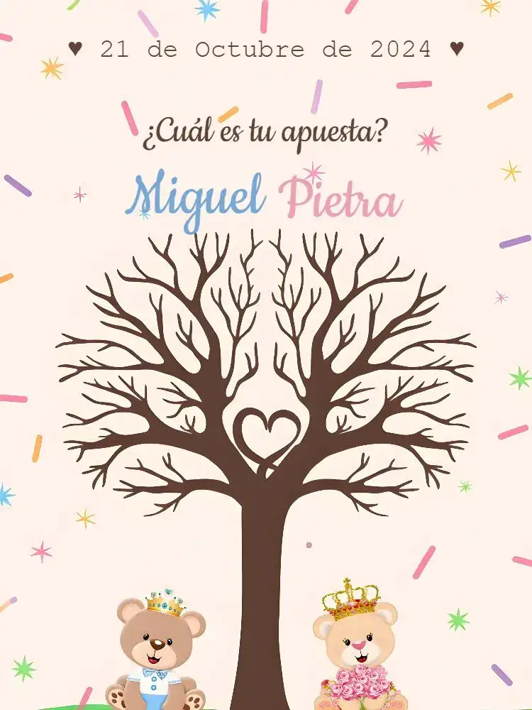 Árbol De Huellas Fiesta Revelación Ositos Azul