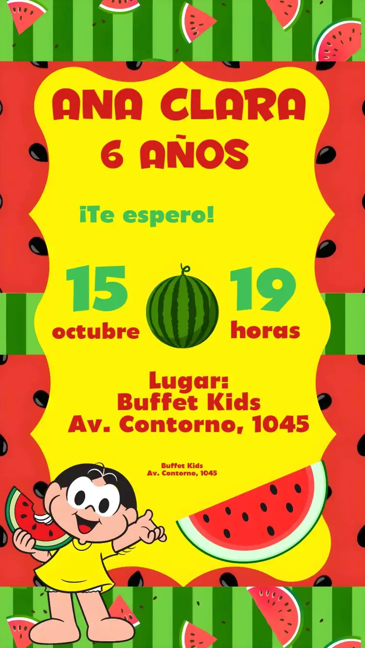 Invitación Magali – tema Cumpleaños Infantil divertido, colorido, infantil, temático, vibrante