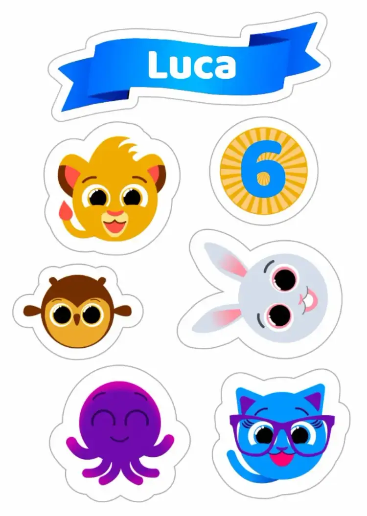 Invitación Topo De Pastel Bolofofos Personajes – tema Topper de torta colorido, divertido, infantil, temático, brincalhón, animado