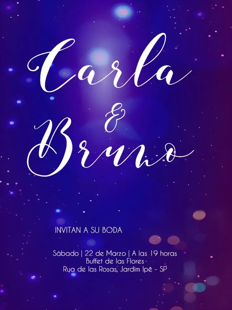 Invitación Boda Neon Lila