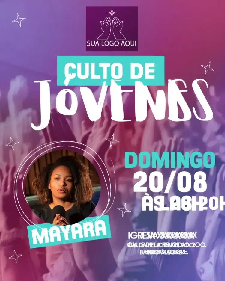 Arte Para Culto De Jovens Iglesia Con Foto Flyer