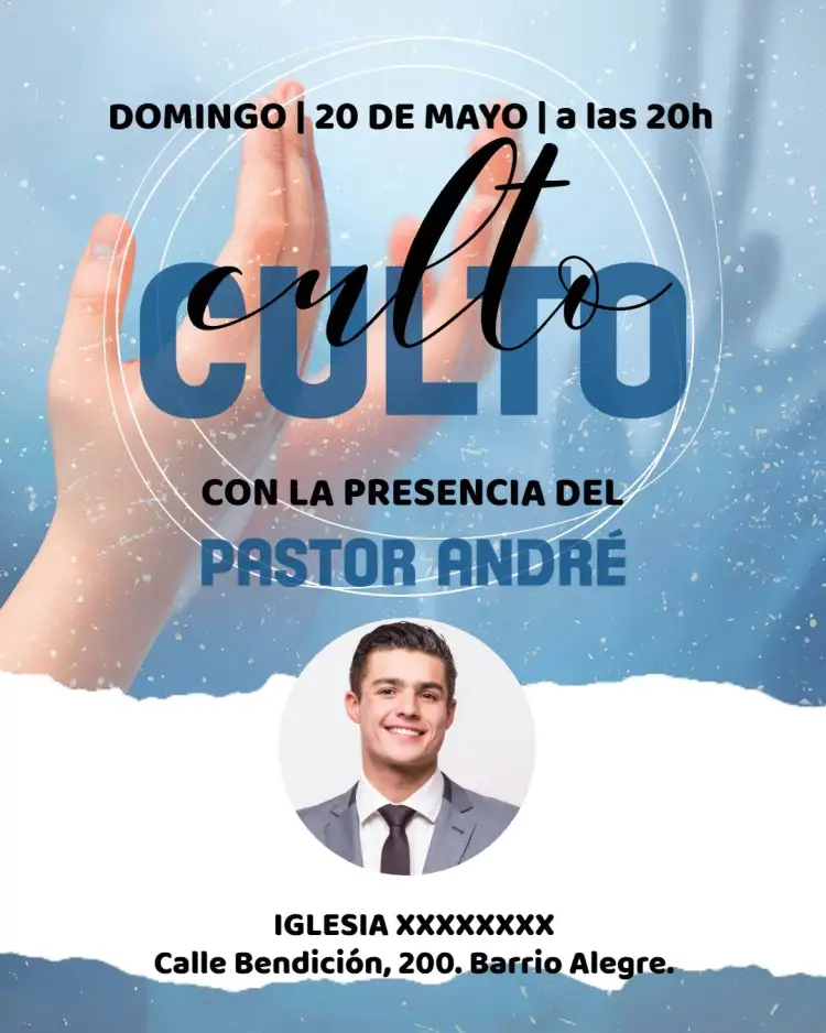 Invitación Para Culto Iglesia Con Foto Arte – tema Bautismo gospel, moderno, minimalista, aqua, pastel, clásico