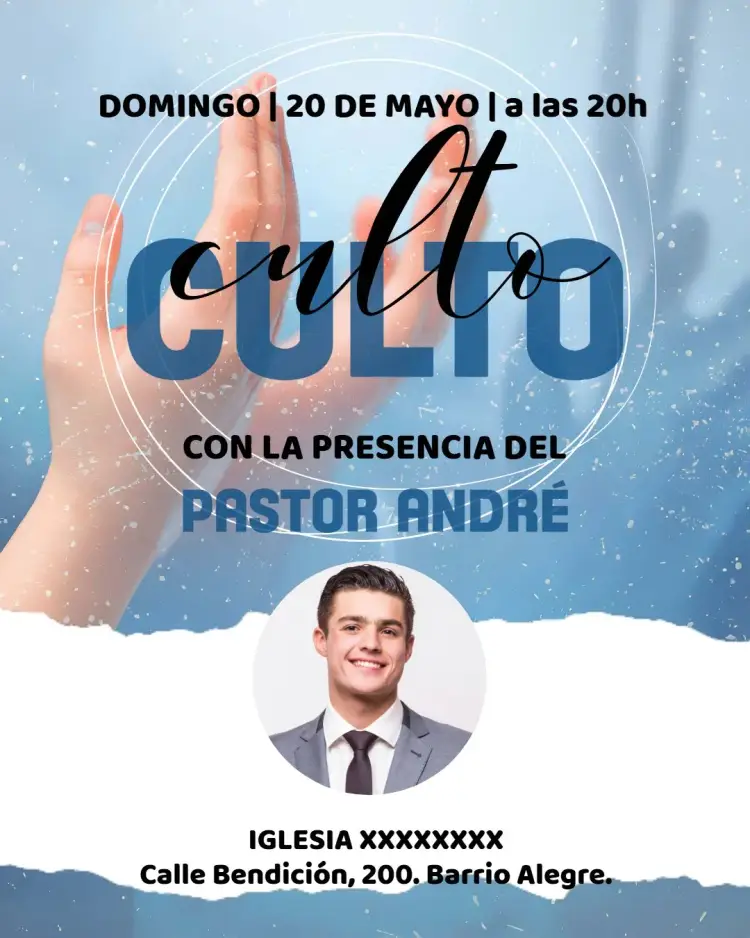 Invitación Para Culto Iglesia Con Foto Arte