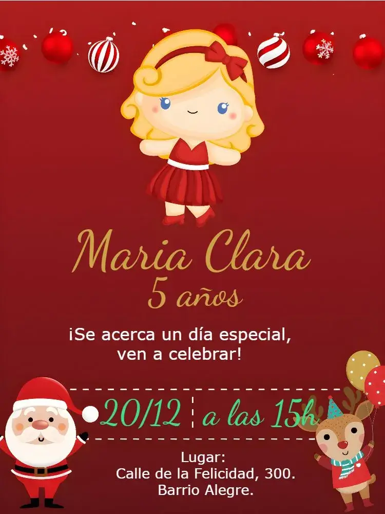 Invitación Navidad Niña Rubia Papá