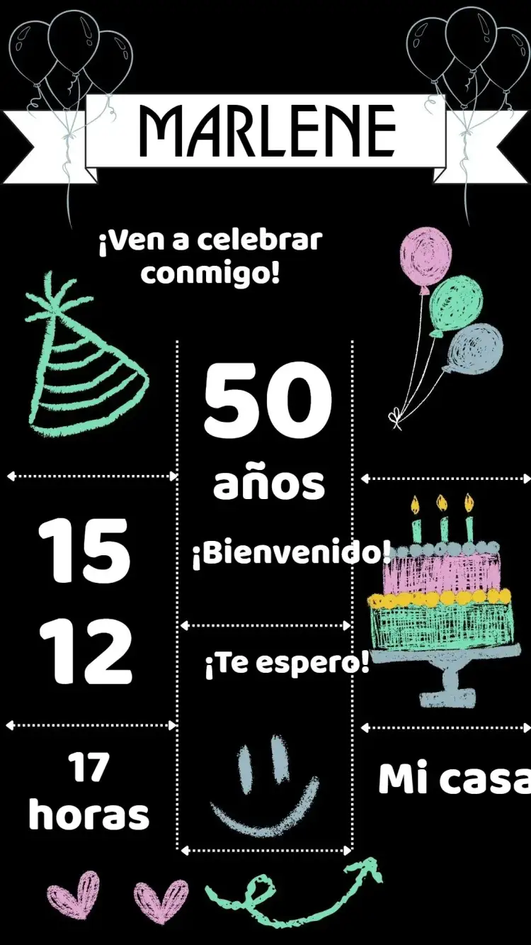 Invitación Cumpleaños Adulto – tema Cumpleaños colorido, moderno, minimalista, vintage, artístico