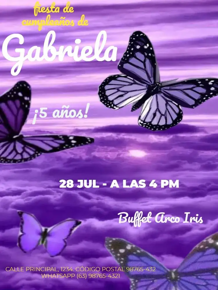 Infantil Mariposa Para Editar Fiesta