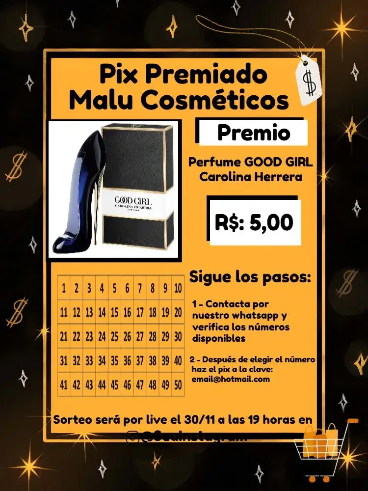 Invitación Pix Premiado Carrinho – tema Cartones moderno, brillante, minimalista, colorido, divertido, elegante