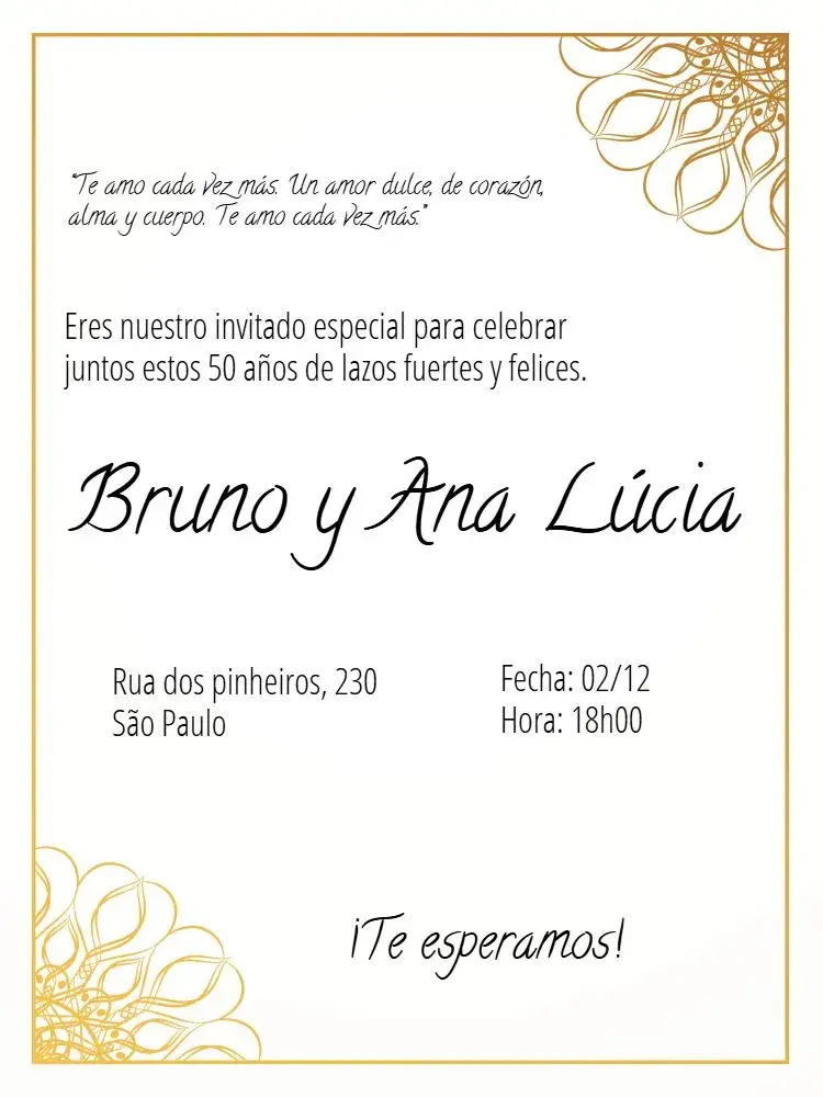 Invitación Bodas De Oro Celebración