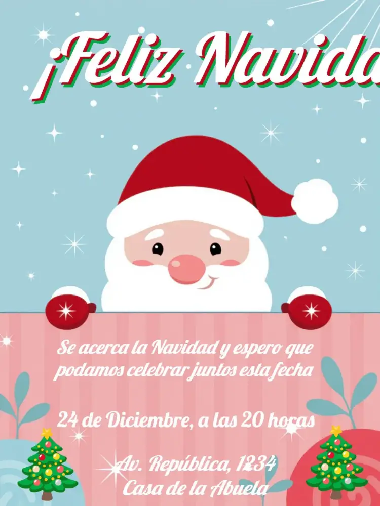 Invitación Navidad En Familia Azul