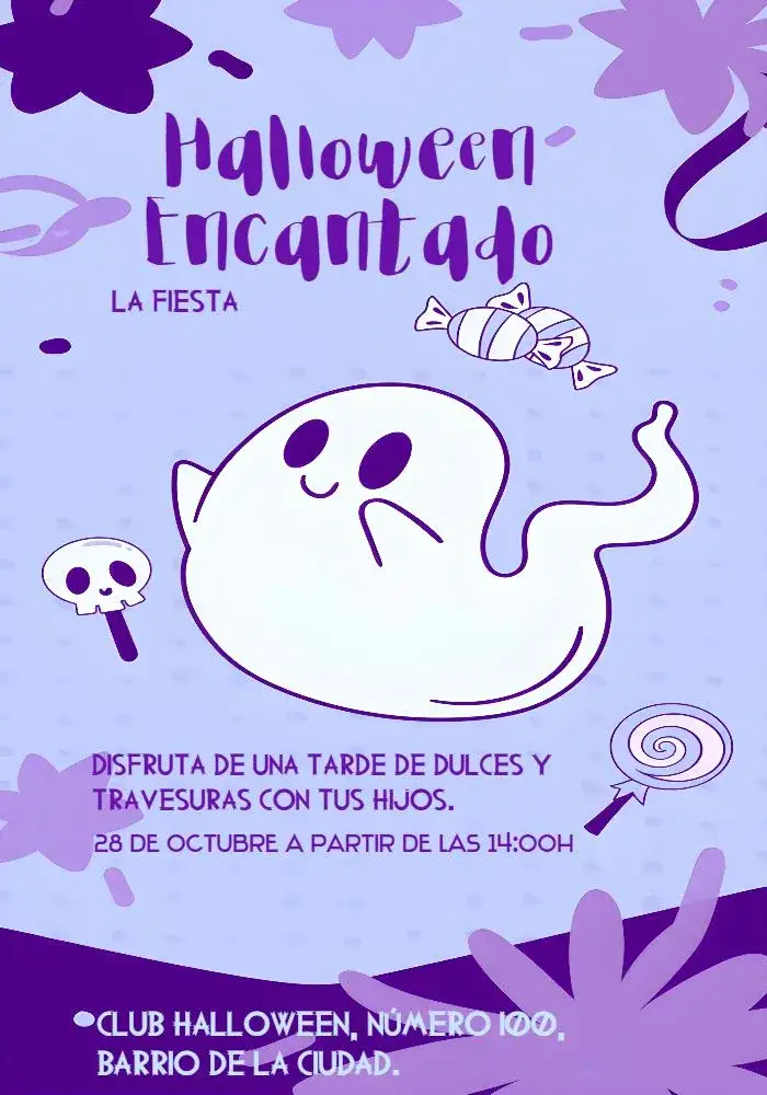 Invitación Halloween Travesuras – tema Fechas Conmemorativas colores naranja y negro, estilo divertido, elementos gráficos de Halloween, atmósfera mágica, diseño moderno, ilustraciones de brujas