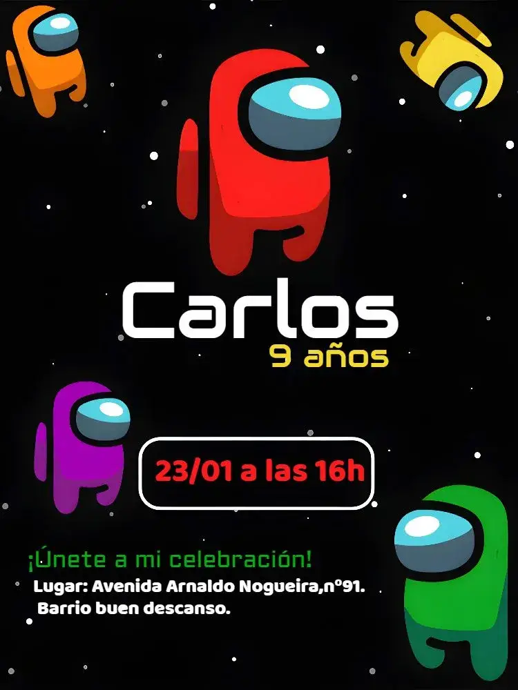 Invitación Among Us Amarillo