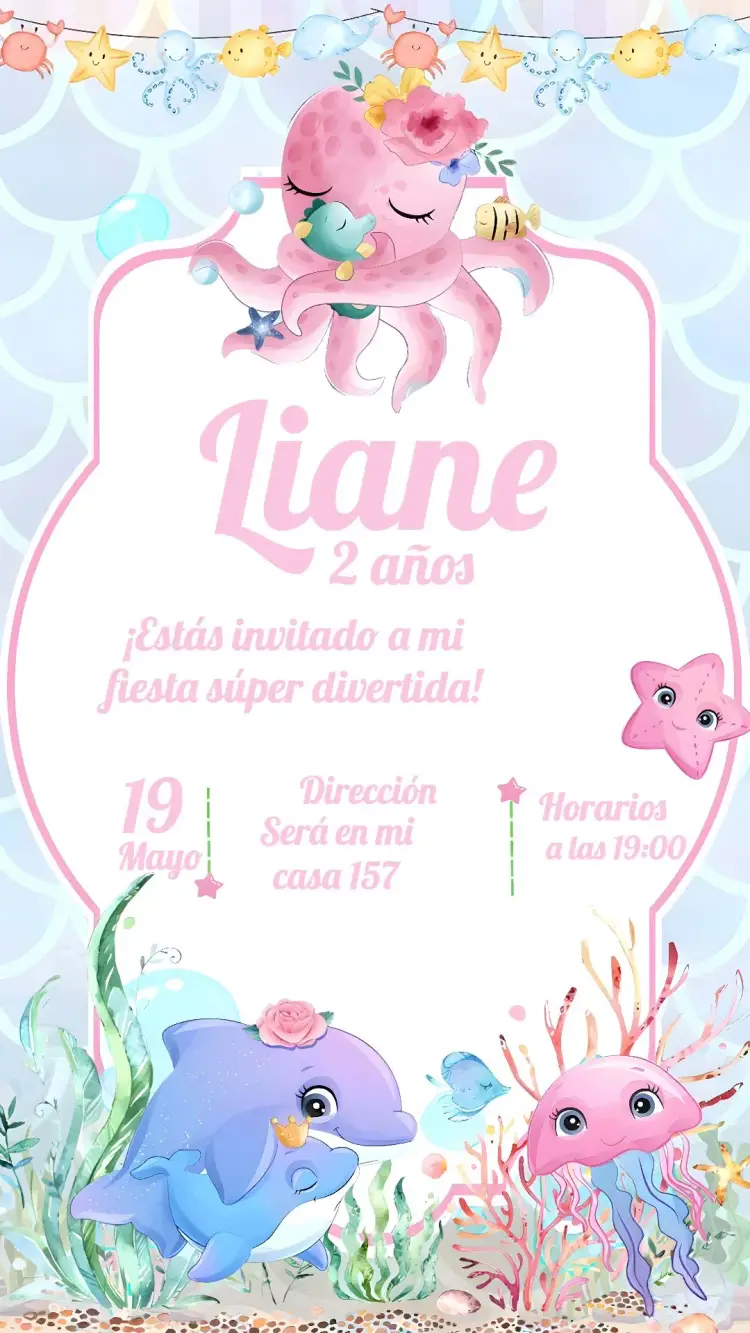 Invitación Fondo Del Mar Acuarela