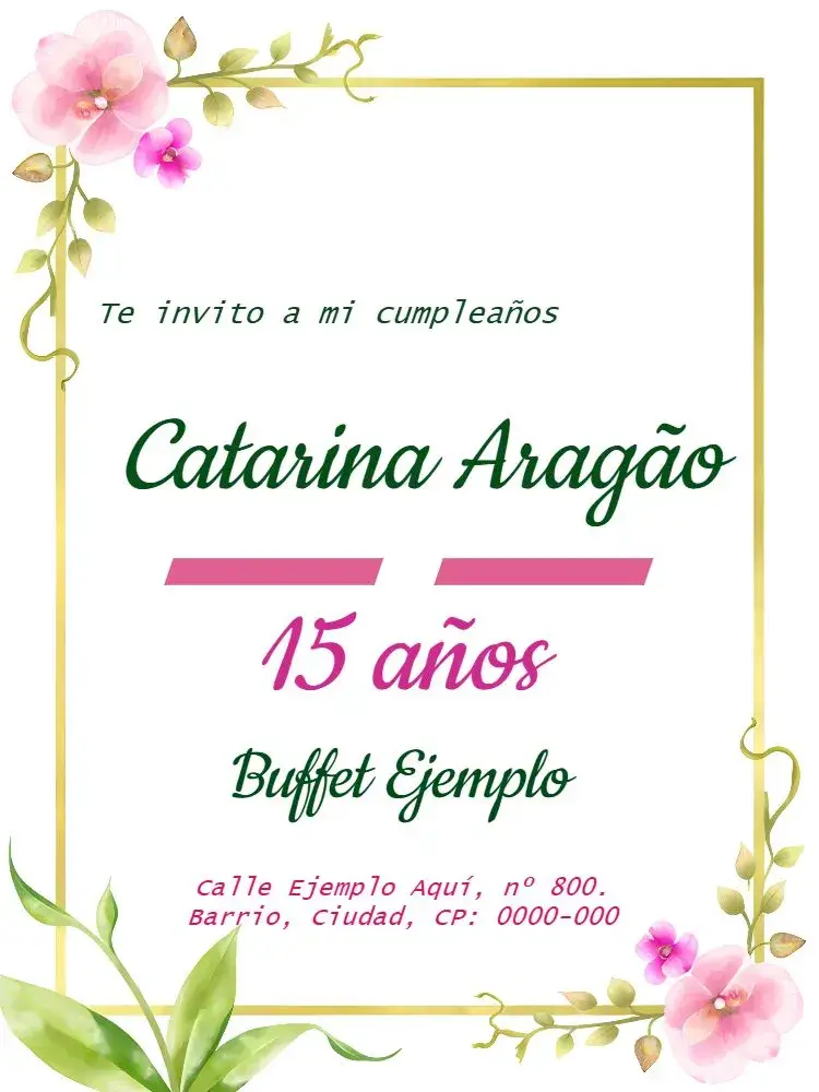 Invitación 15 Años Floral Rosa