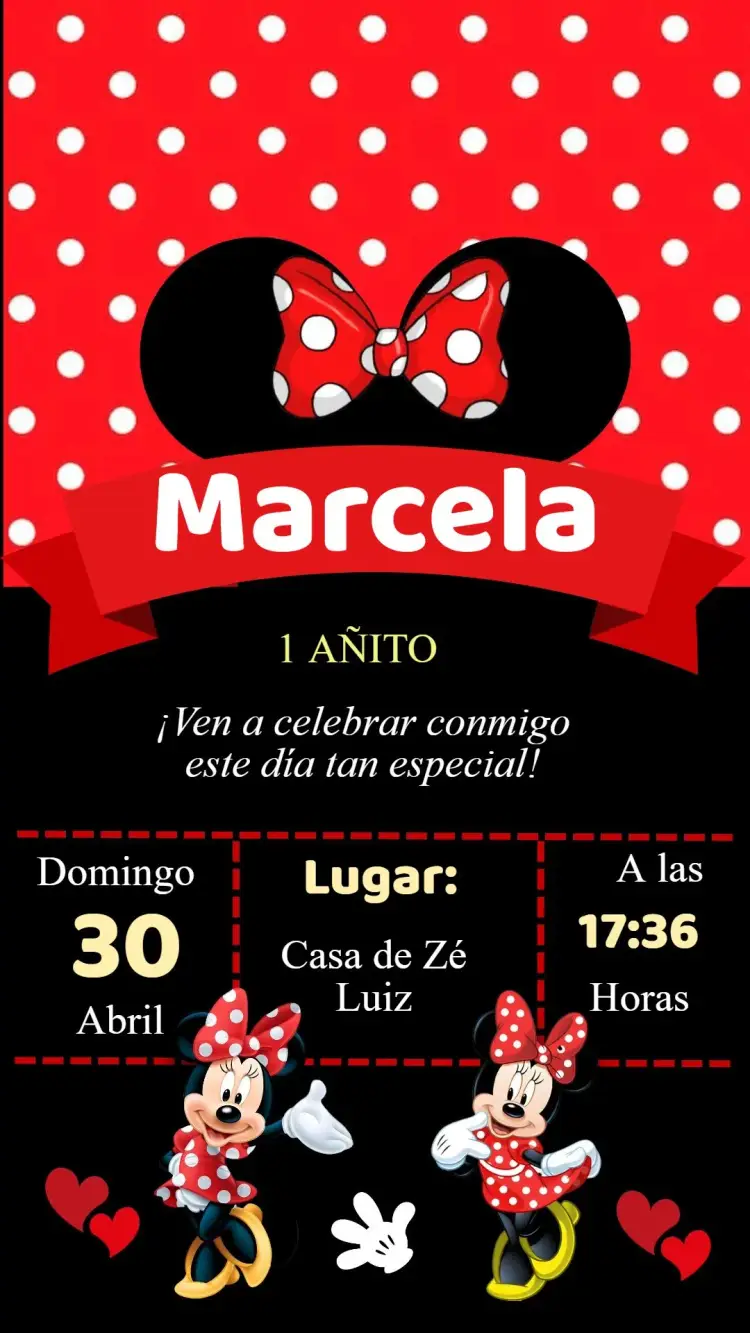 Invitación Cumpleaños Minnie Roja